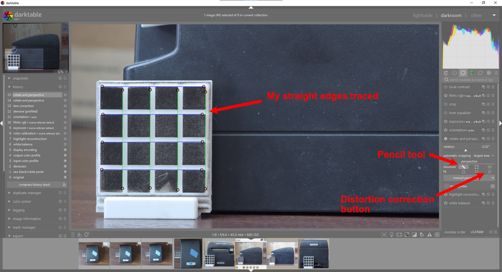 The edges traced, with relevant buttons pointed out"