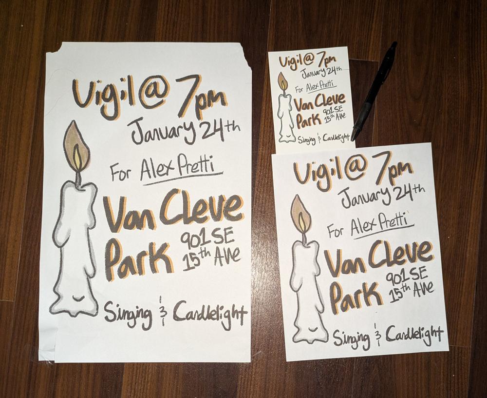 3 identical posters that are advertising an event, printed in different sizes